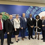 The delegation with Mr. Akinwumi A. Adesina, President of the African Development Bank and Mrs. Kati Csaba, High Commissioner of Canada to Ghana. | La délégation avec M. Akinwumi A. Adesina, président de la Banque africaine de développement et Madame Kati Csaba, Haute-commissaire du Canada au Ghana.